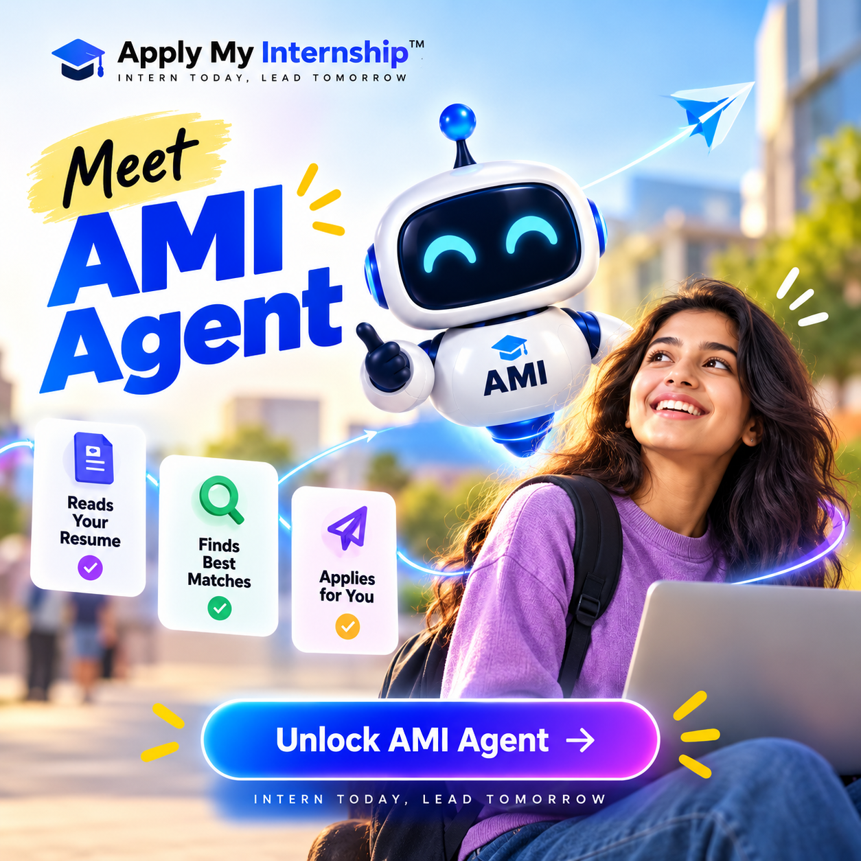 Meet AMI Agent by Apply My Internship: AI Internship Agent That Finds and Applies to Internships for You